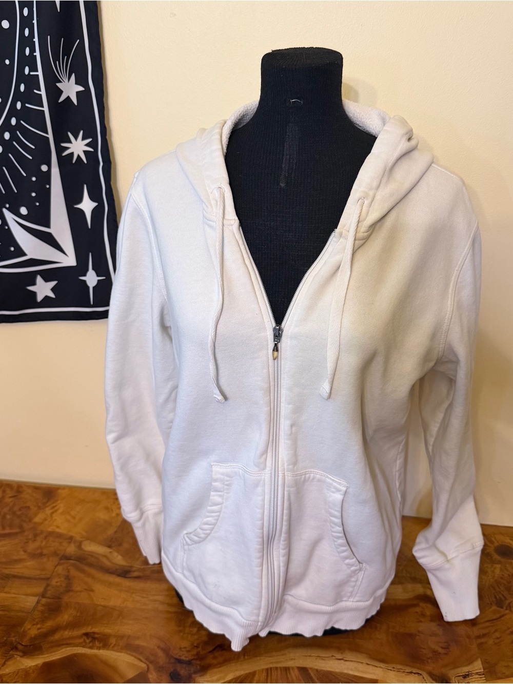 Gap Ladies XL White Fleeced Zip Up Hoodie Athletic Workout Running